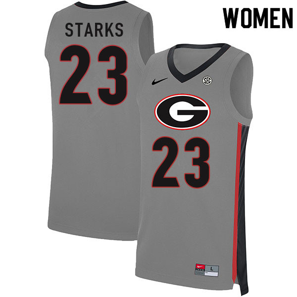 Women #23 Mikal Starks Georgia Bulldogs College Basketball Jerseys Sale-Gray
